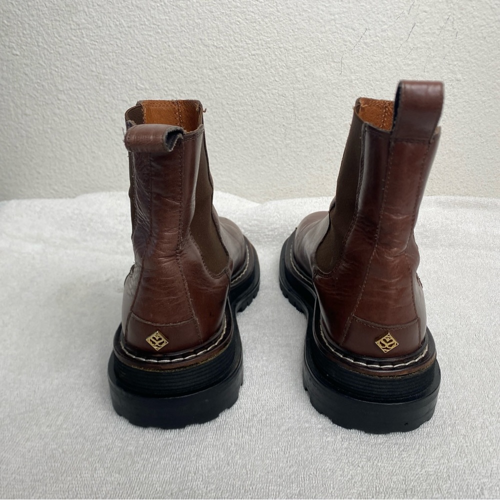 Sandro Paris Women's Brown Leather Chelsea Combat Boot Size 5.5/6 Streetwear - Picture 5 of 16